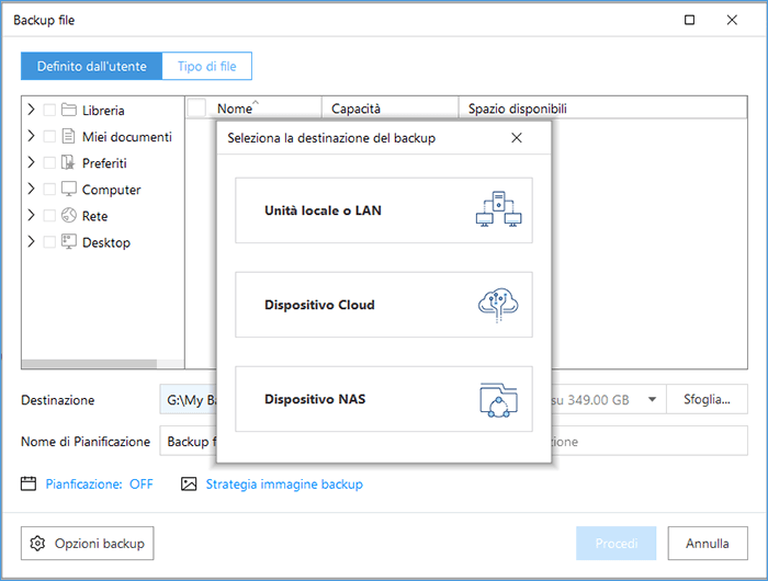 Come eseguire il backup di file e documenti