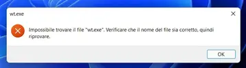 Impossibile trovare il file wt.exe in Windows 11