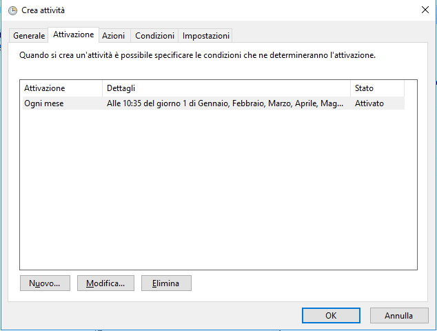 crea una nuova attività