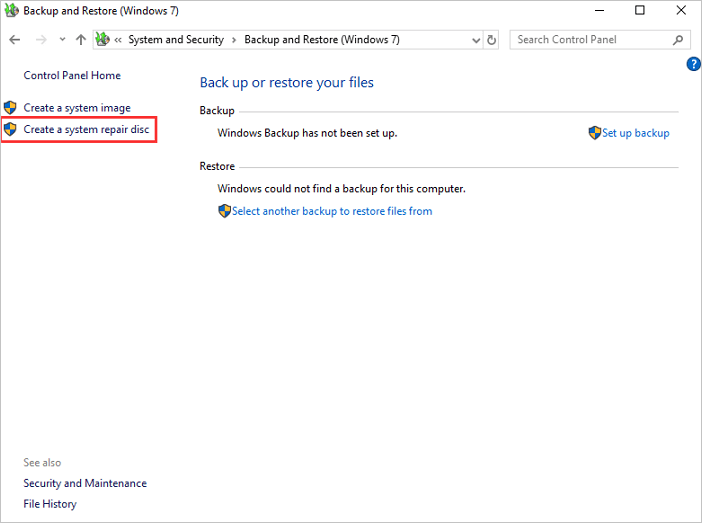 usare ripristino del sistema