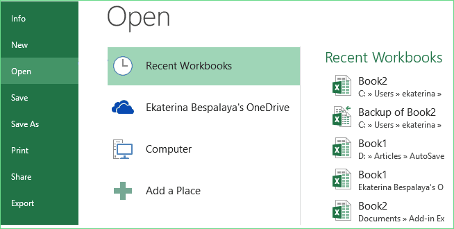 recuperare il file excel non salvato passaggio 1