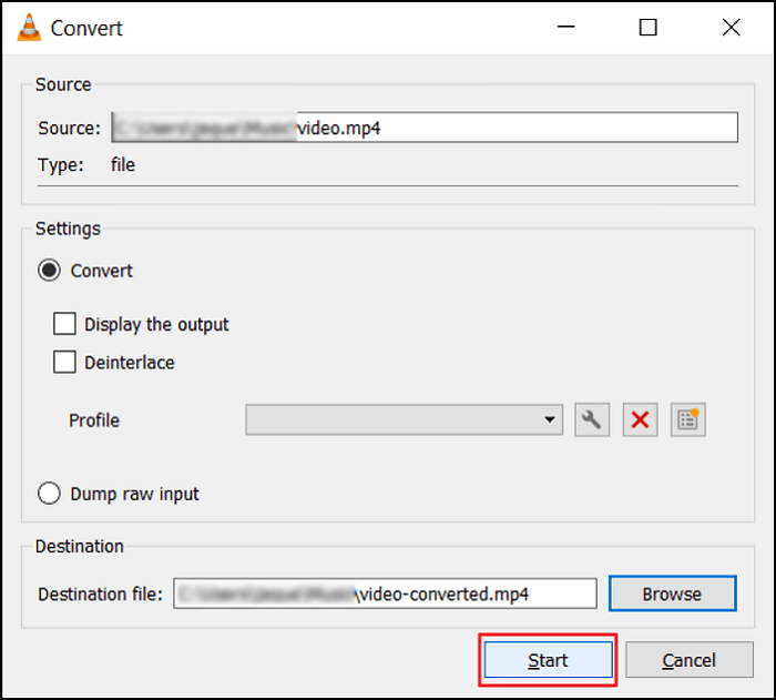 vlc convertire mkv start