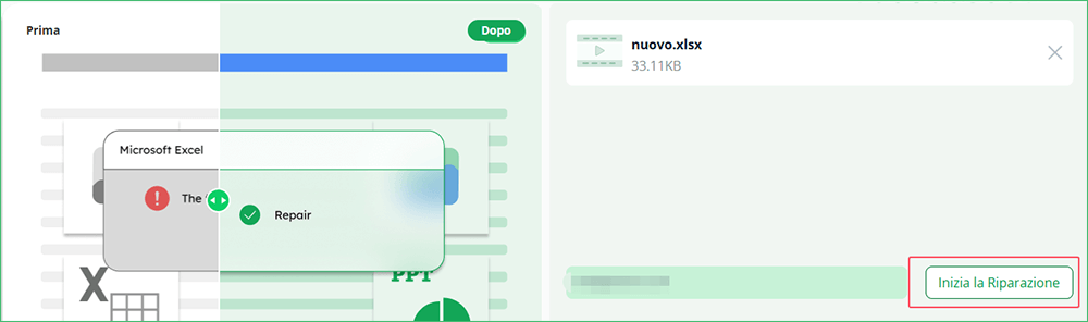 clicca per iniziare la riparazione