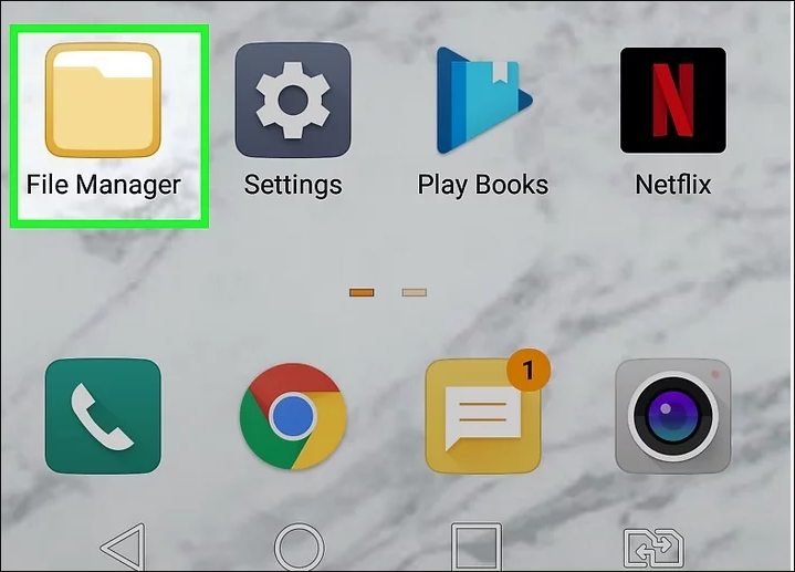 apri il file manager su Android