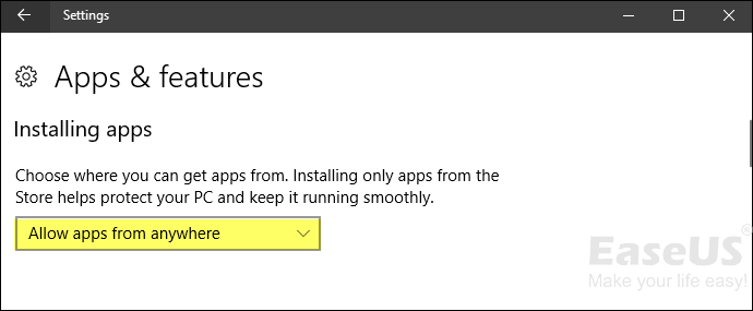 consenti App da qualsiasi origine