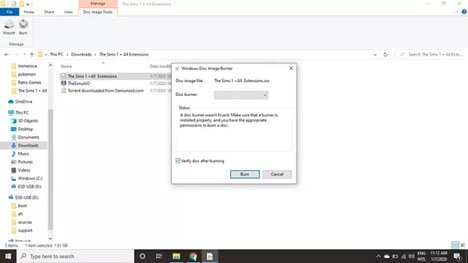 selezionare l'opzione di masterizzazione dall'avviso