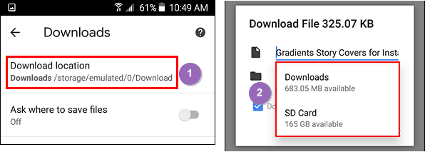 Modifica la posizione dei download su Android