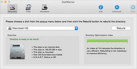 Interfaccia del software Disk Warrior