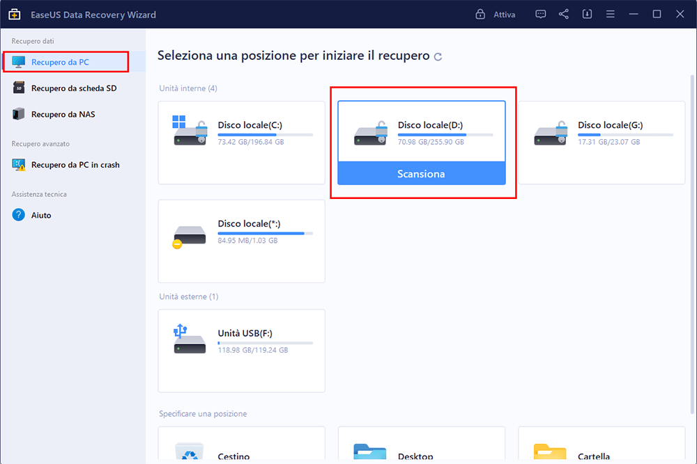 EaseUS Data Recovery Wizard contribuisce a ripristinare dati cancellati