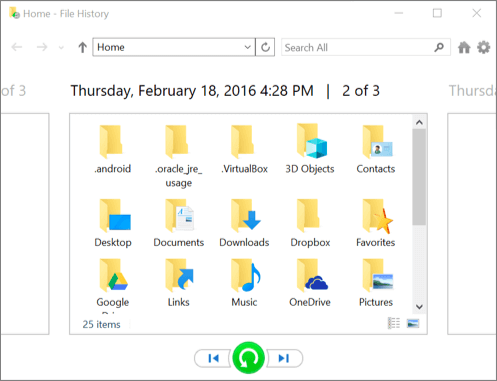 ripristinare file con la Cronologia file in Windows