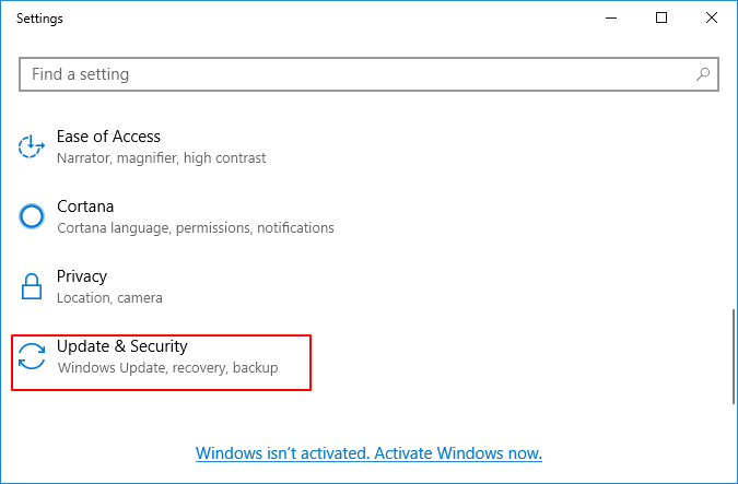 Trova aggiornamenti e sicurezza
