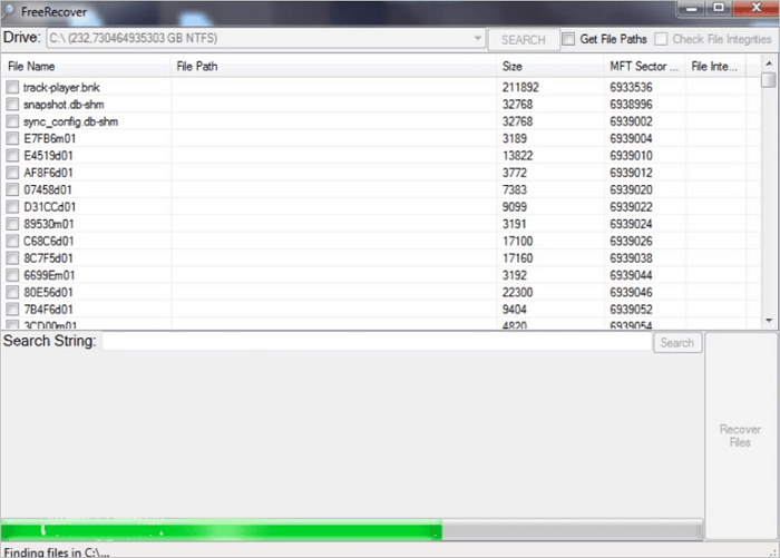 schermata principale di recupero dati open source freerecover