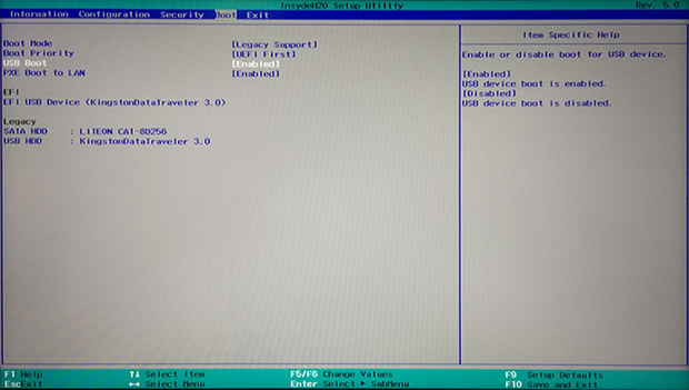 avviare PC dalla chiavetta USB di installation media