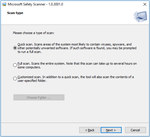 Correggi file/cartelle che continuano a tornare dopo l'eliminazione - Esegui Microsoft Safety Scanner