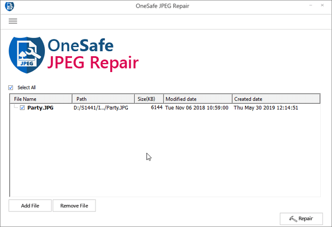 miglior software di riparazione di foto per Mac - OneSafe JPEG Repair