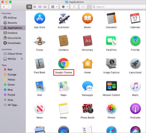 apri Google Chrome