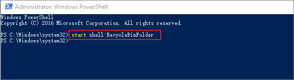 aprire il cestino in PowerShell