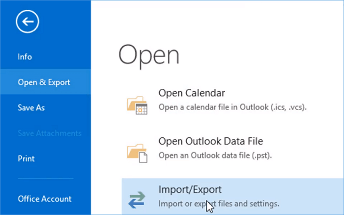 importare file PST/OST in Outlook