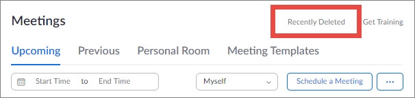 trovare le registrazioni eliminate in Zoom