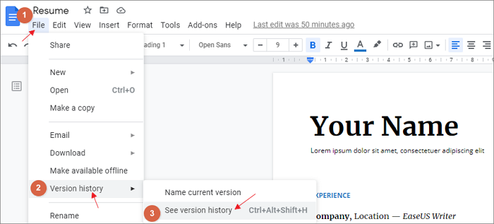 recuperare il documento google docs non salvato passaggio 1