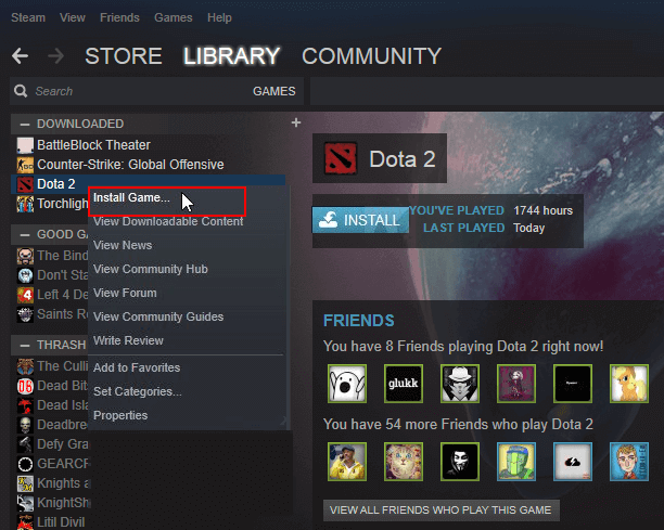 Reinstalla i giochi Steam persi.