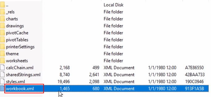 cambia il file xml del foglio excel