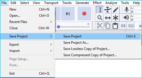 Ripristina Audacity non salvato.