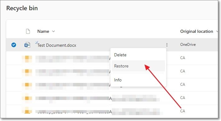ripristinare file word da onedrive