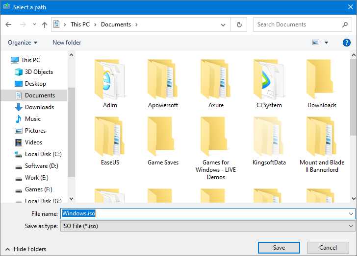 salva ISO sul tuo PC