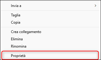 Fai clic con il tasto destro e seleziona Proprietà