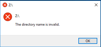 Il nome della directory non è valido Errore in Windows 10