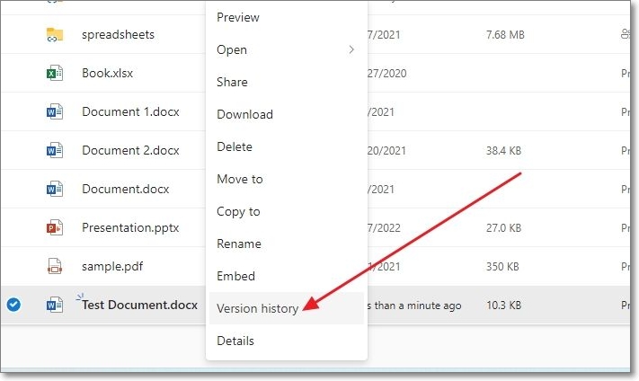 recuperare i file dalla cronologia delle versioni