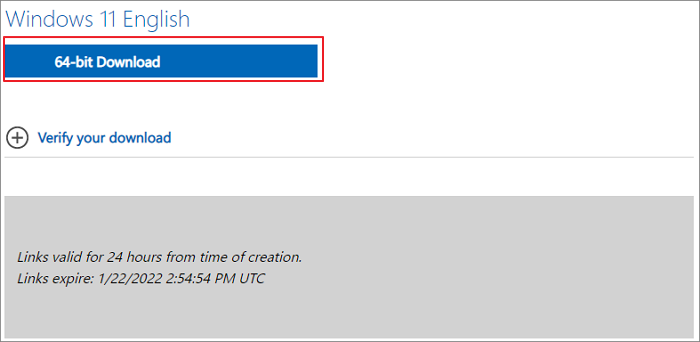 Win11 download del file ISO a 64 bit