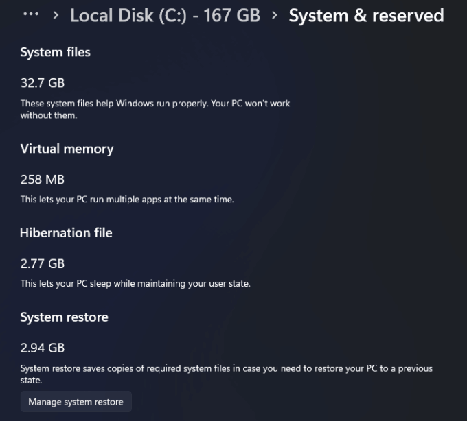 Dimensione di Windows 11 - sistema