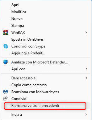 Ripristina versione precedenti di file Word
