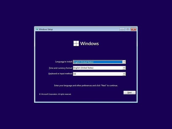 installazione pulita di Windows 11 passaggio 1