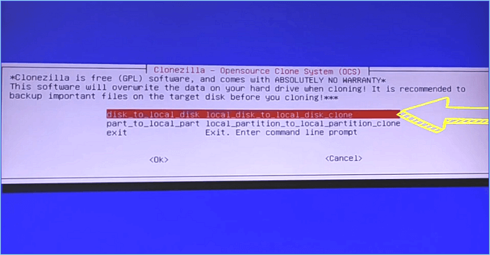 selezionare il disco da clonare