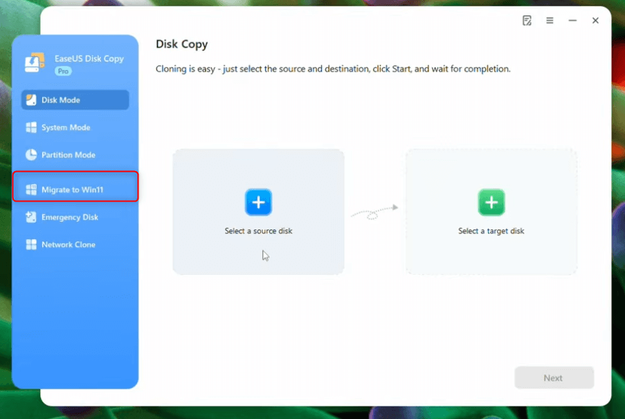 Seleziona la modalità Migra a Win11