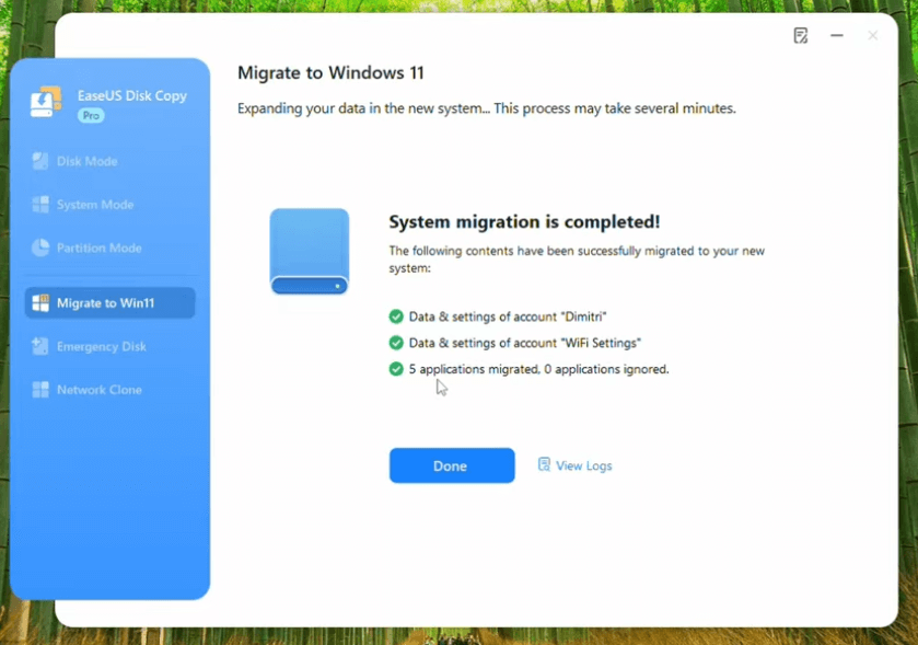 Migrazione del sistema completata