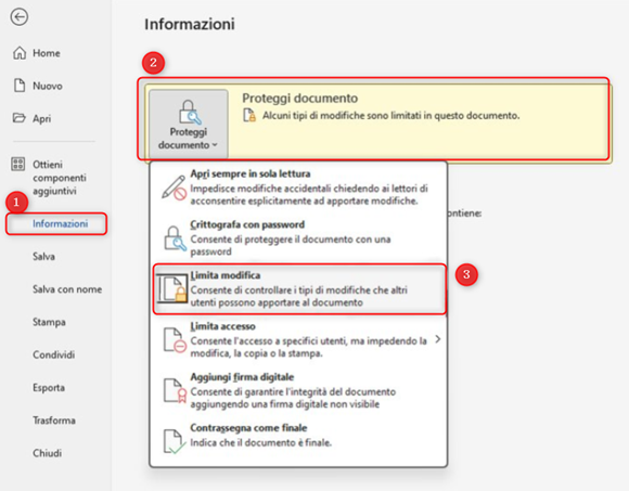Rimuovere la protezione dal documento Word