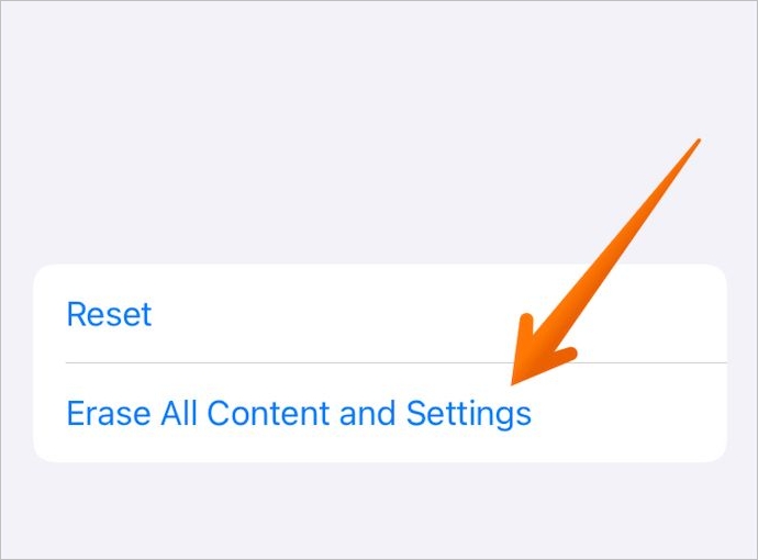 cancella tutti i contenuti e le impostazioni