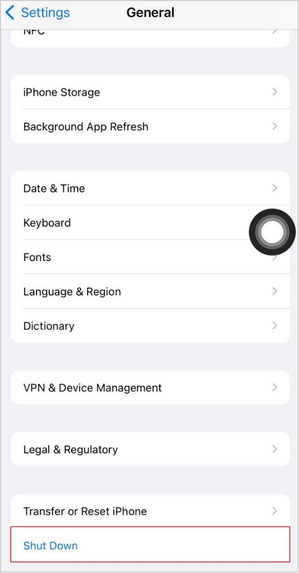 scegli l'opzione di spegnimento