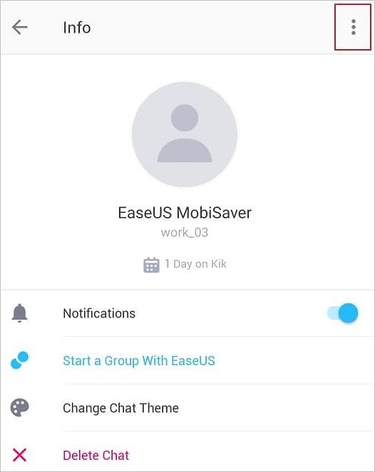 Blocca le persone su Kik da Android - passaggio 1