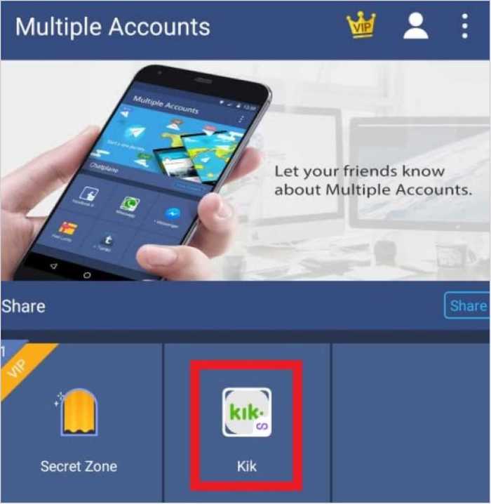 scegli il messaggio Kik