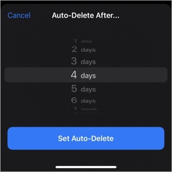 imposta l'eliminazione automatica