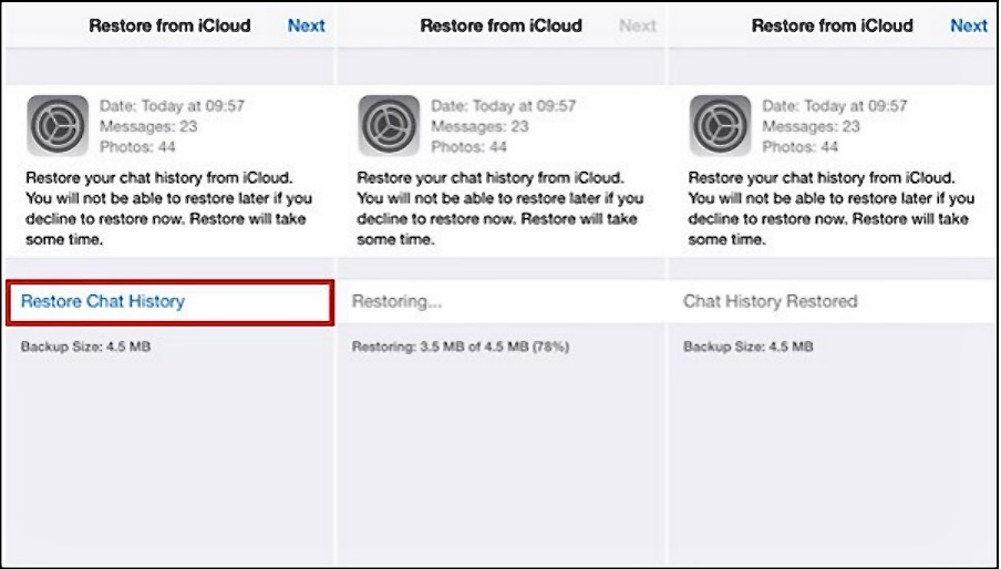 fare clic su rimuovi cronologia chat
