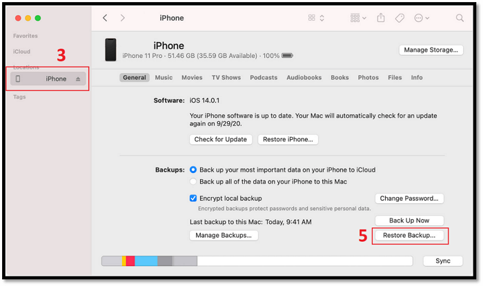 Ripristinare il backup