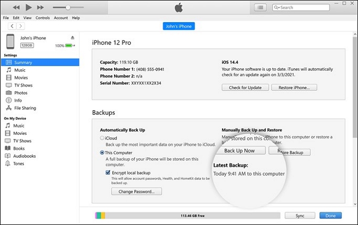 menu di avvio di iTunes