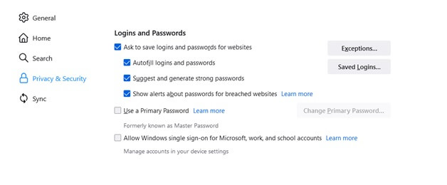 controlla le password salvate