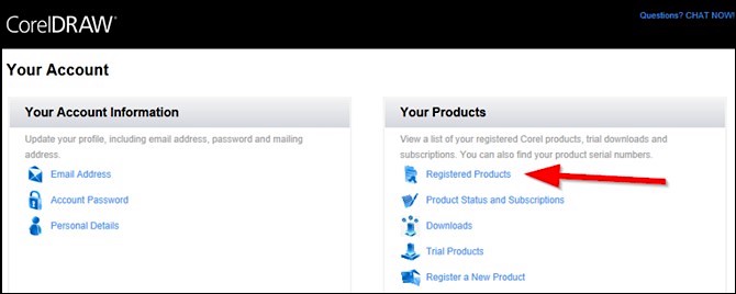 vai a prodotti registrati in coreldraw